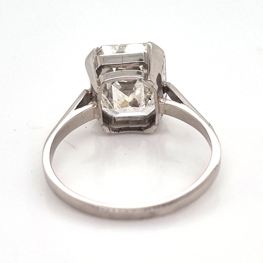 GIA Certified 4.63ct Square Emerald Cut Diamond Solitaire Engagement Ring in Platinum Accompanied with a GIA certificate 4.63 carats I colour VS1 clarity