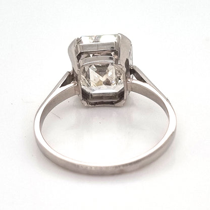 GIA Certified 4.63ct Square Emerald Cut Diamond Solitaire Engagement Ring in Platinum Accompanied with a GIA certificate 4.63 carats I colour VS1 clarity