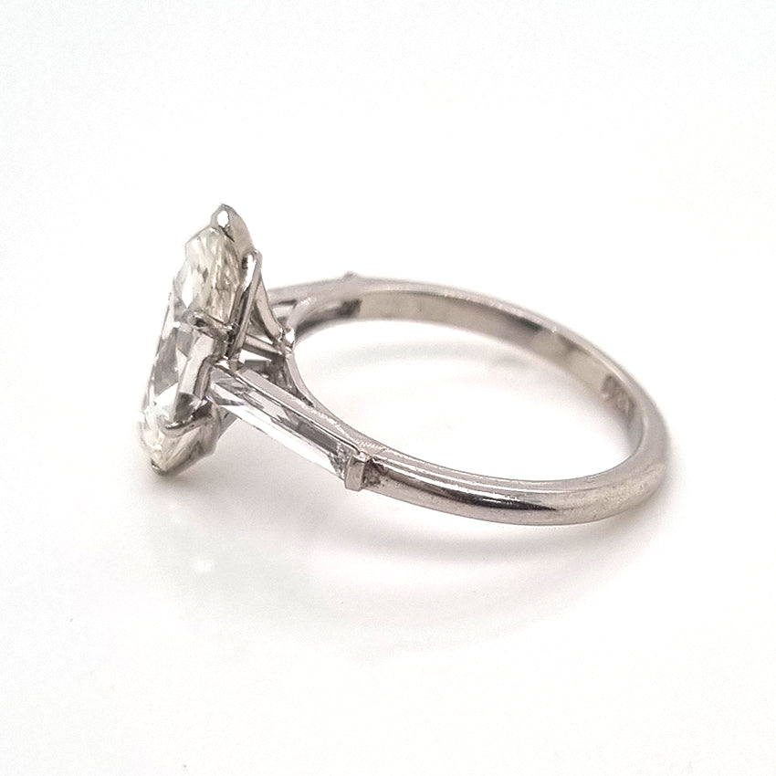 2ct Marquise Cut Diamond Solitaire Engagement Ring in Platinum, single stone 2.15ct marquise-cut diamond with I J colour and SI1 clarity