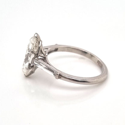 2ct Marquise Cut Diamond Solitaire Engagement Ring in Platinum, single stone 2.15ct marquise-cut diamond with I J colour and SI1 clarity