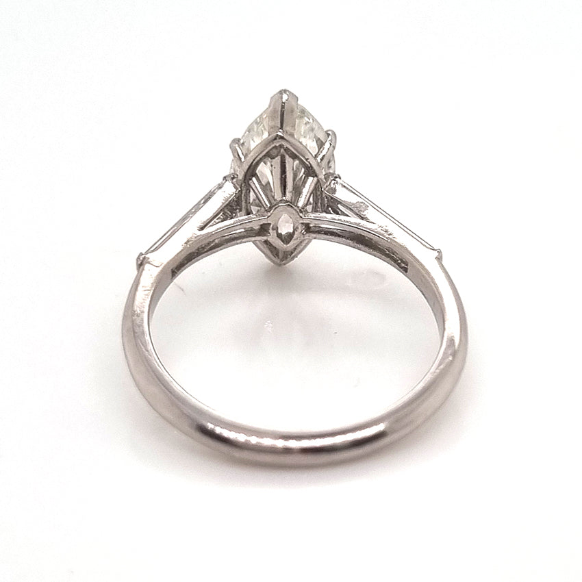 2ct Marquise Cut Diamond Solitaire Engagement Ring in Platinum, single stone 2.15ct marquise-cut diamond with I J colour and SI1 clarity