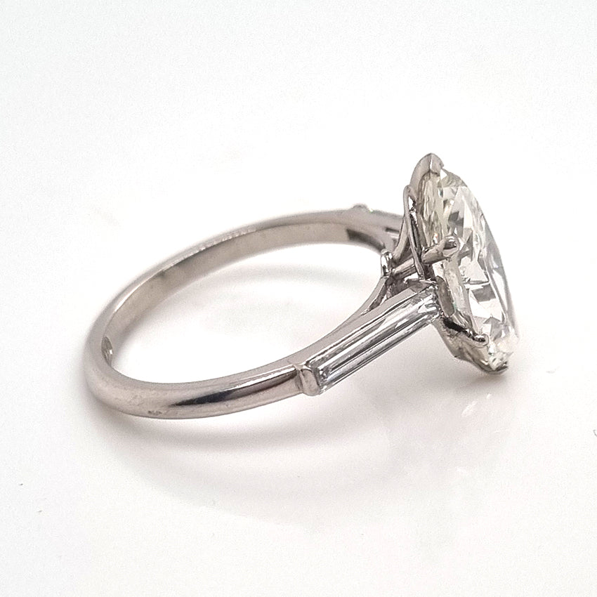 2ct Marquise Cut Diamond Solitaire Engagement Ring in Platinum, single stone 2.15ct marquise-cut diamond with I J colour and SI1 clarity