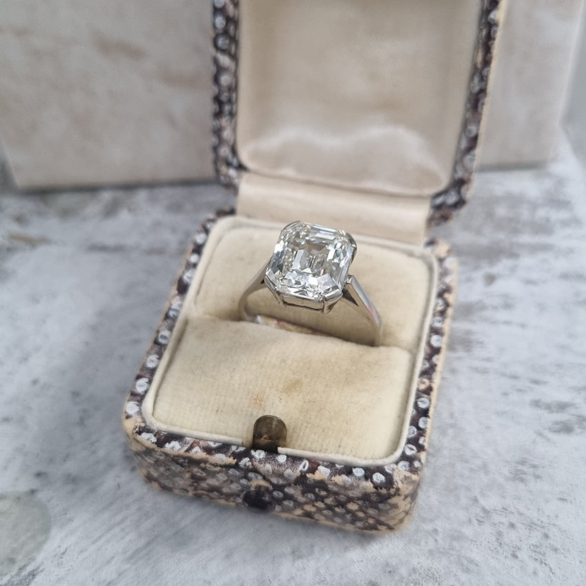 GIA Certified 4.63ct Square Emerald Cut Diamond Solitaire Engagement Ring in Platinum Accompanied with a GIA certificate 4.63 carats I colour VS1 clarity