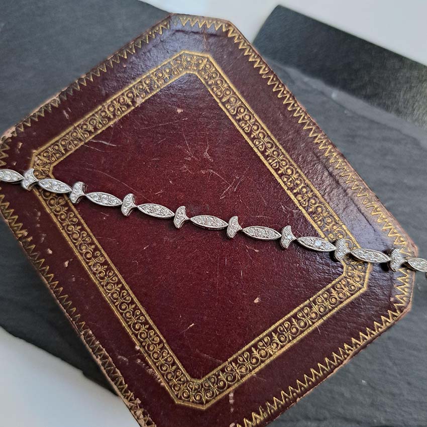 Diamond Fleur De Lis Style Bracelet in 18ct Gold