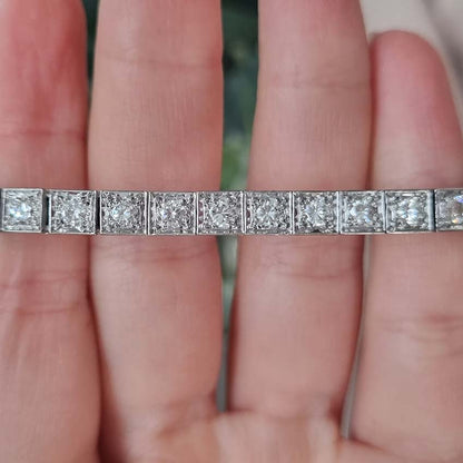 Vintage Ornately Engraved Diamond Line Bracelet, 4.50 carat total