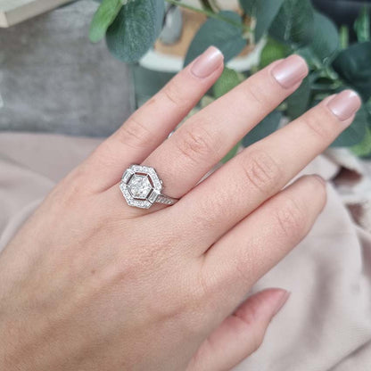 Hexagonal Diamond Cluster Ring in Platinum, 1.15 carats