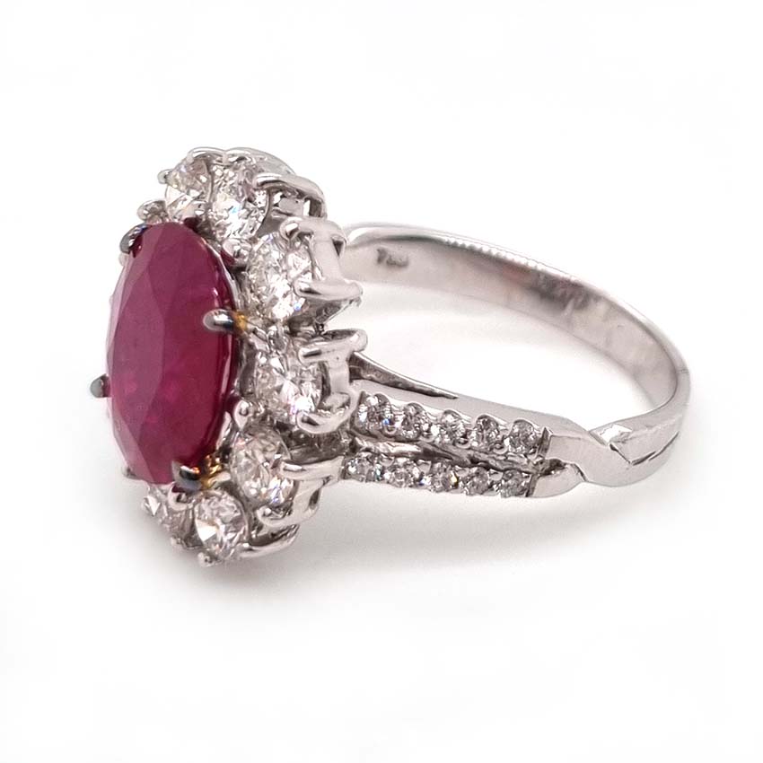 Contemporary 2.67ct Ruby and Diamond Floral Cluster Ring