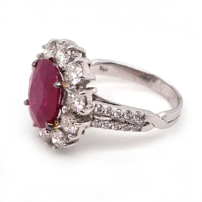 Contemporary 2.67ct Ruby and Diamond Floral Cluster Ring