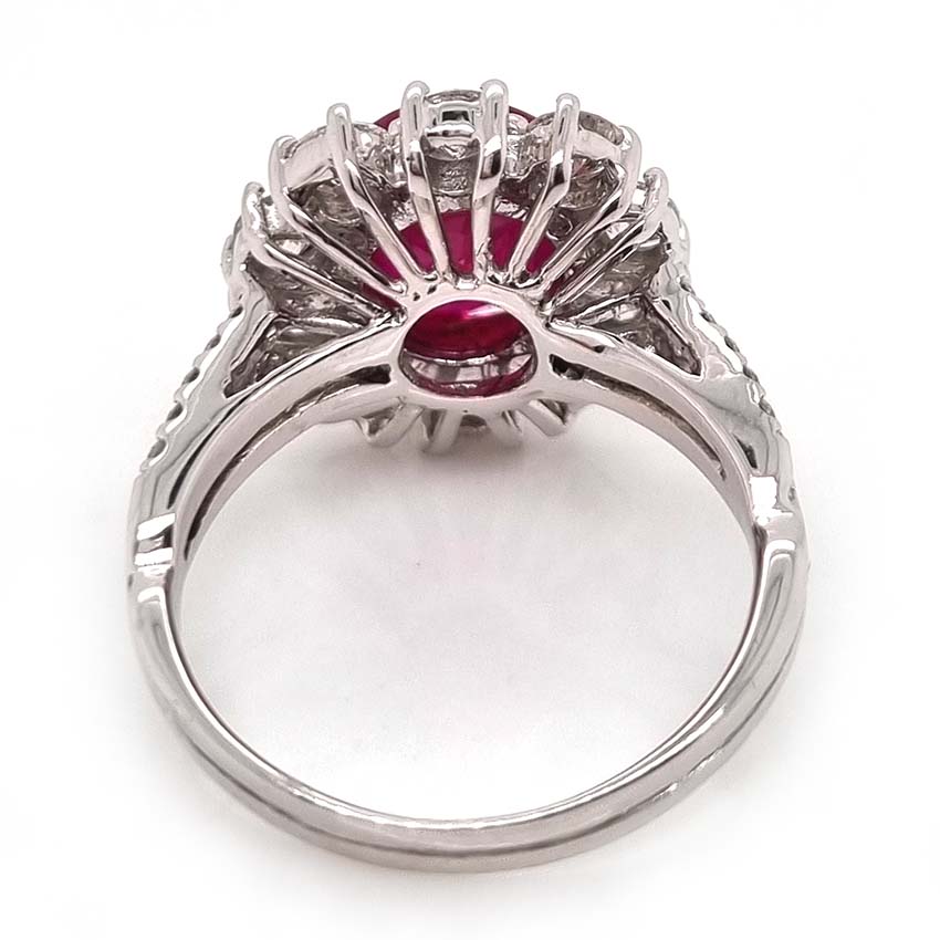 Contemporary 2.67ct Ruby and Diamond Floral Cluster Ring
