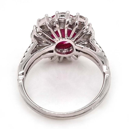 Contemporary 2.67ct Ruby and Diamond Floral Cluster Ring