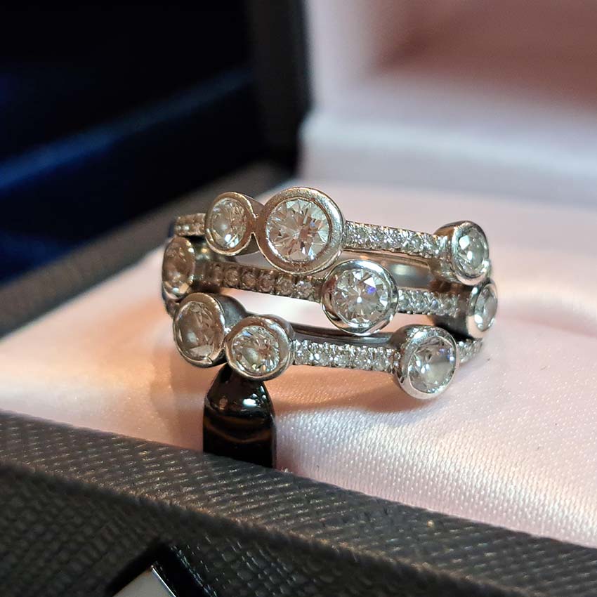 Pre Owned Boodles Waterfall Diamond Ring Classic Platinum