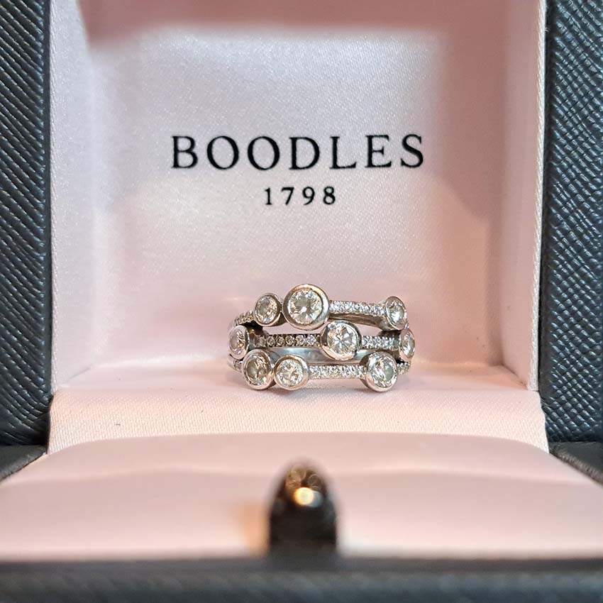Pre Owned Boodles Waterfall Diamond Ring Classic Platinum