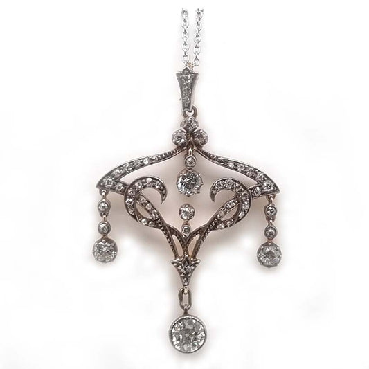 Art Nouveau 1.50ct Old Cut Diamond Pendant