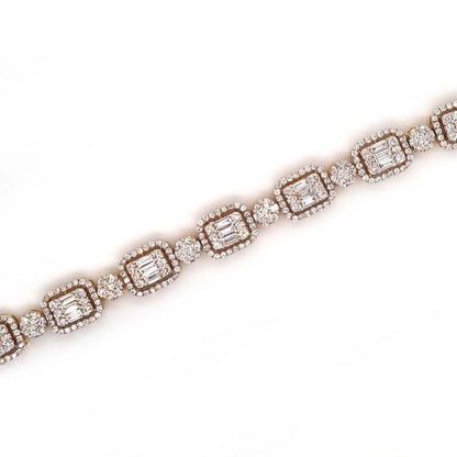 Baguette and Brilliant Diamond Cluster Link Bracelet, 5.50 carat total