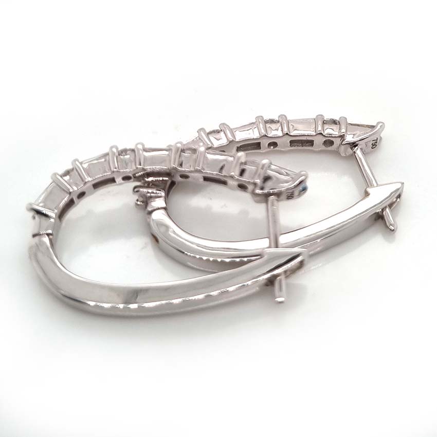 Horseshoe 1.31ct Brilliant and Baguette Diamond Hoop Earrings