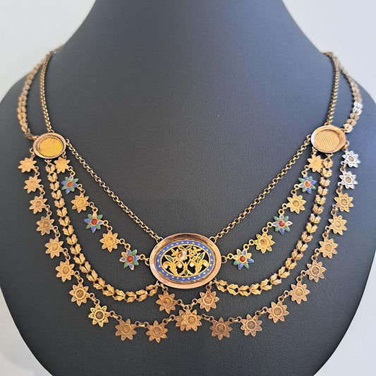 Antique Georgian French Enamelled Gold Collar Necklace