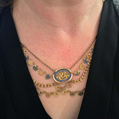 Antique Georgian French Enamelled Gold Collar Necklace