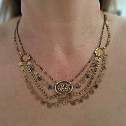 Antique Georgian French Enamelled Gold Collar Necklace