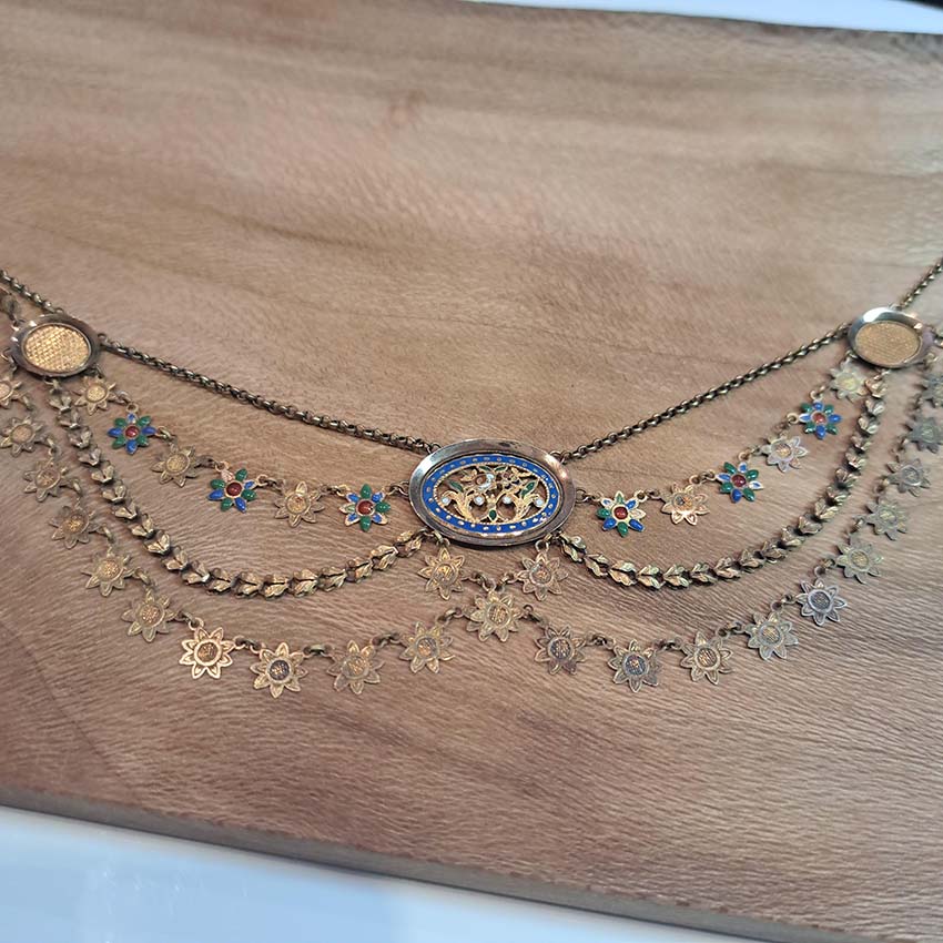 Antique Georgian French Enamelled Gold Collar Necklace