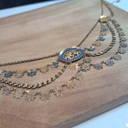 Antique Georgian French Enamelled Gold Collar Necklace