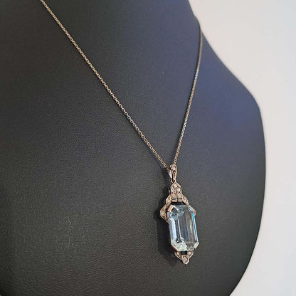 Art Deco Aquamarine and Diamond Pendant