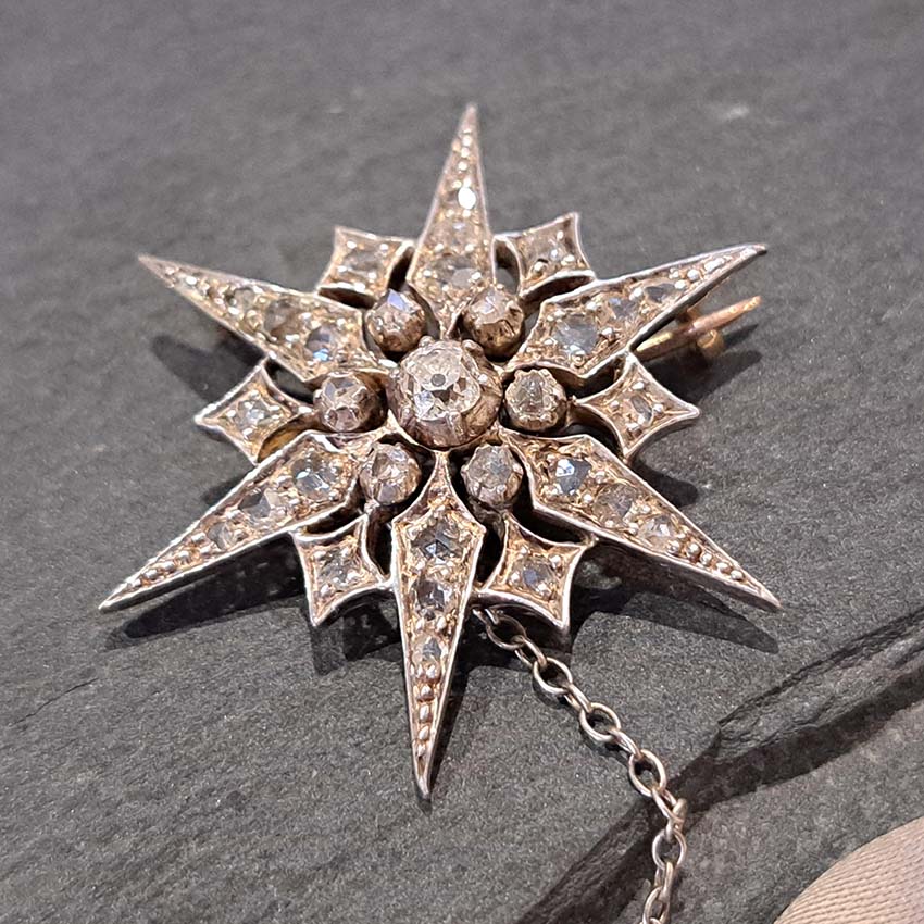 Victorian Antique Diamond Star Brooch
