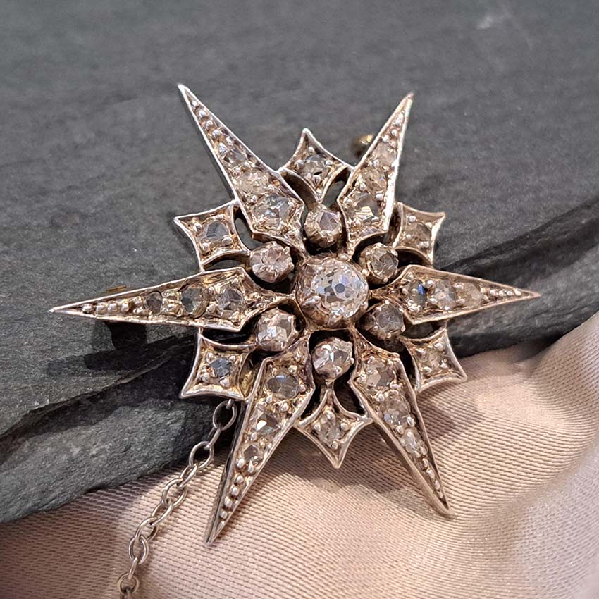Victorian Antique Diamond Star Brooch