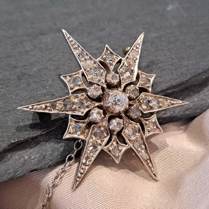 Victorian Antique Diamond Star Brooch