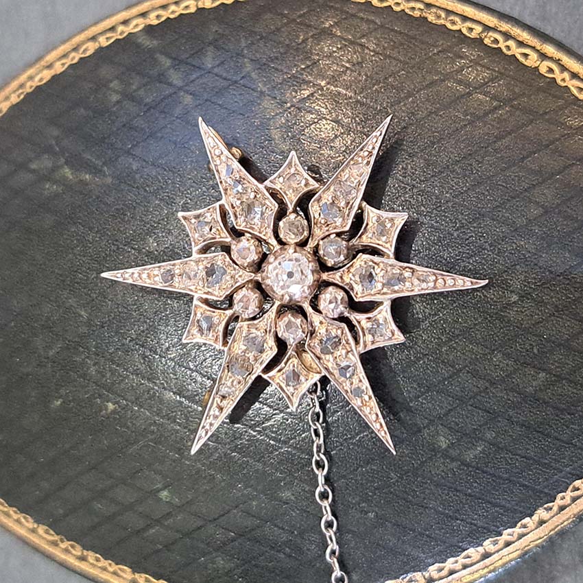Victorian Antique Diamond Star Brooch