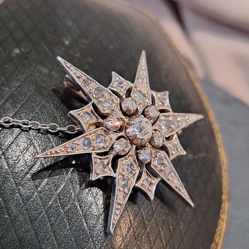 Victorian Antique Diamond Star Brooch