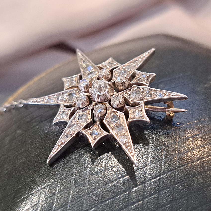 Victorian Antique Diamond Star Brooch