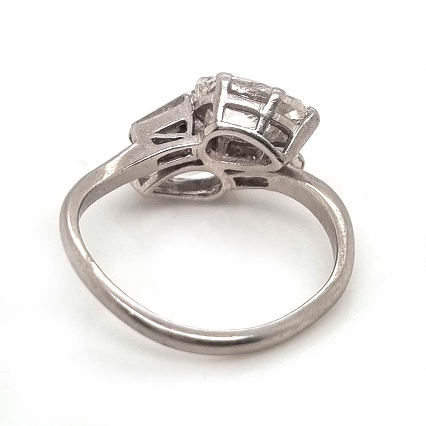 Art Deco Pear Diamond Toi et Moi Crossover Engagement Ring