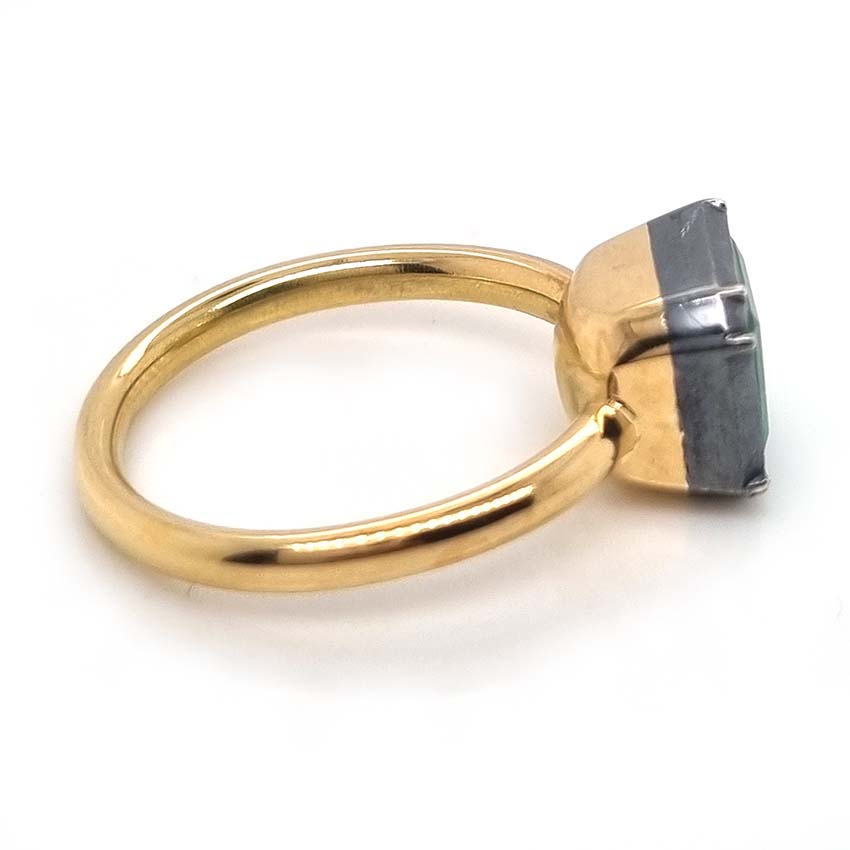 3.20ct Colombian Emerald Button Back Engagement Ring