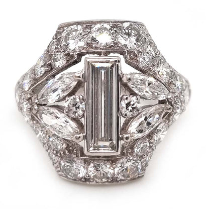 Art Deco Diamond Cluster Dress Ring, 3.81 carats
