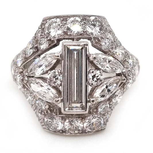 Art Deco Diamond Cluster Dress Ring, 3.81 carats