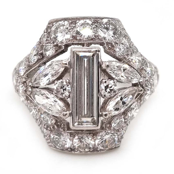 Art Deco Diamond Cluster Dress Ring, 3.81 carats