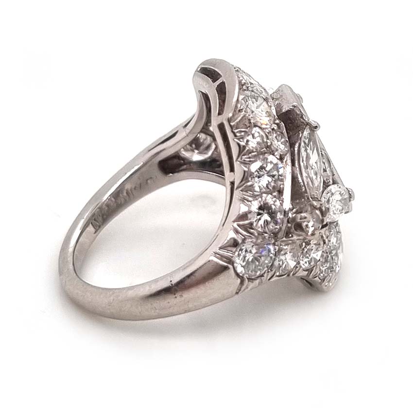 Art Deco Diamond Cluster Dress Ring, 3.81 carats
