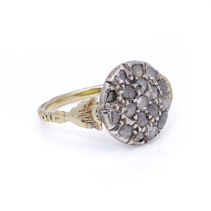 Victorian 15 Carat Gold And Silver Diamond Cluster Ring