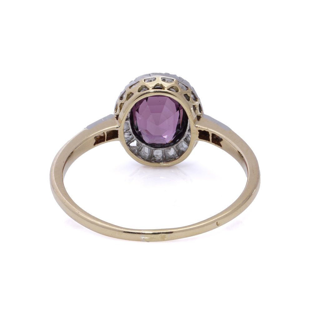 18 Carat Gold And Platinum Diamond Cluster Ring With Natural Spinel