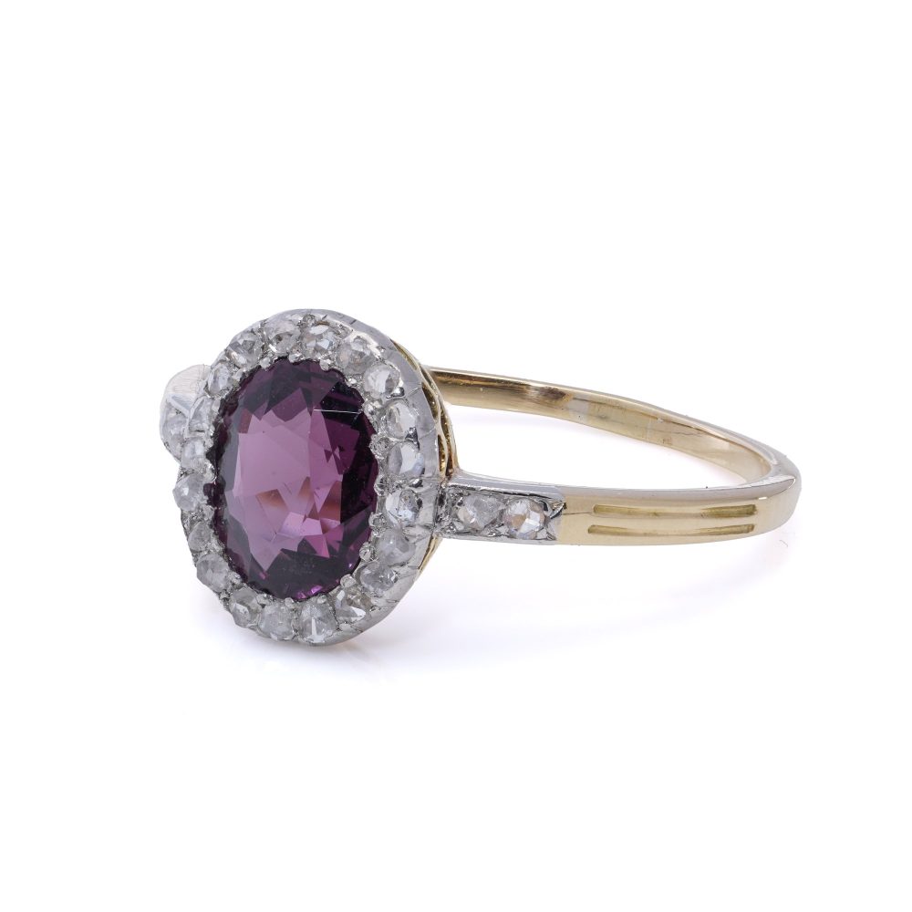 18 Carat Gold And Platinum Diamond Cluster Ring With Natural Spinel