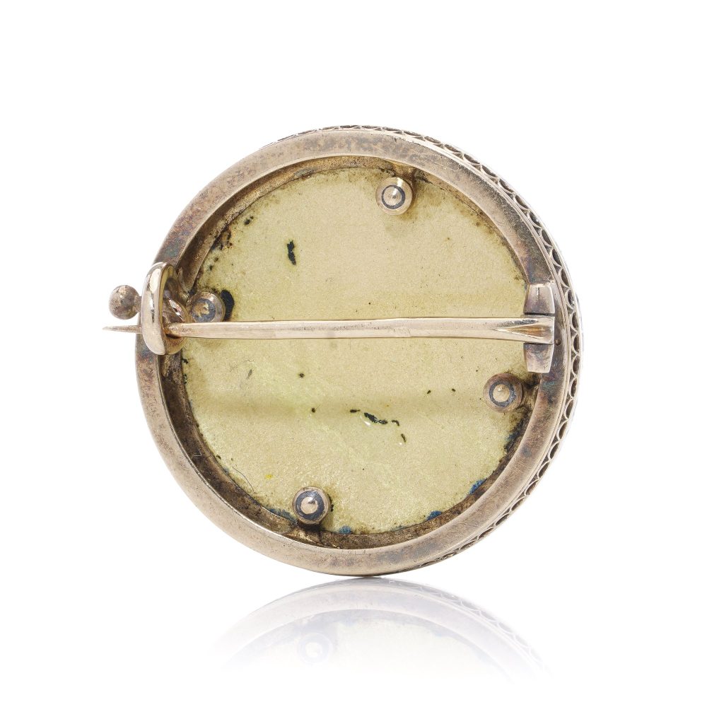 Victorian Diamond And Enamel Brooch In 18 Carat Gold And Silver