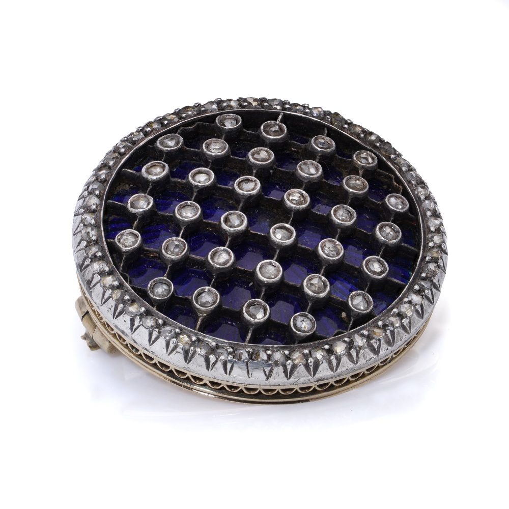 Victorian Diamond And Enamel Brooch In 18 Carat Gold And Silver