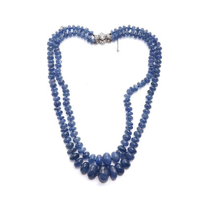 Natural Cabochon Sapphire Double Strand Graduated Bead Necklace