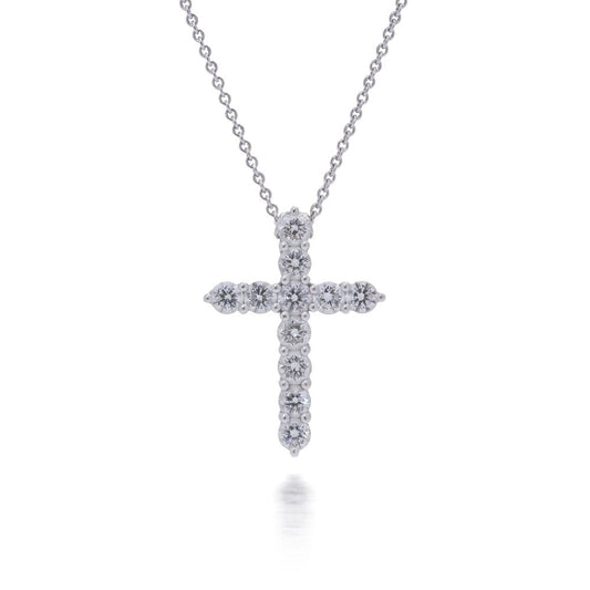Graff 18 Carat White Gold Diamond Cross Pendant Necklace