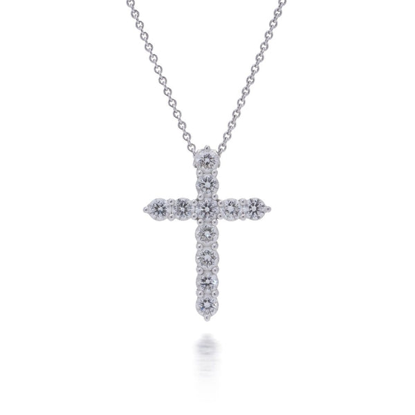 Graff 18 Carat White Gold Diamond Cross Pendant Necklace