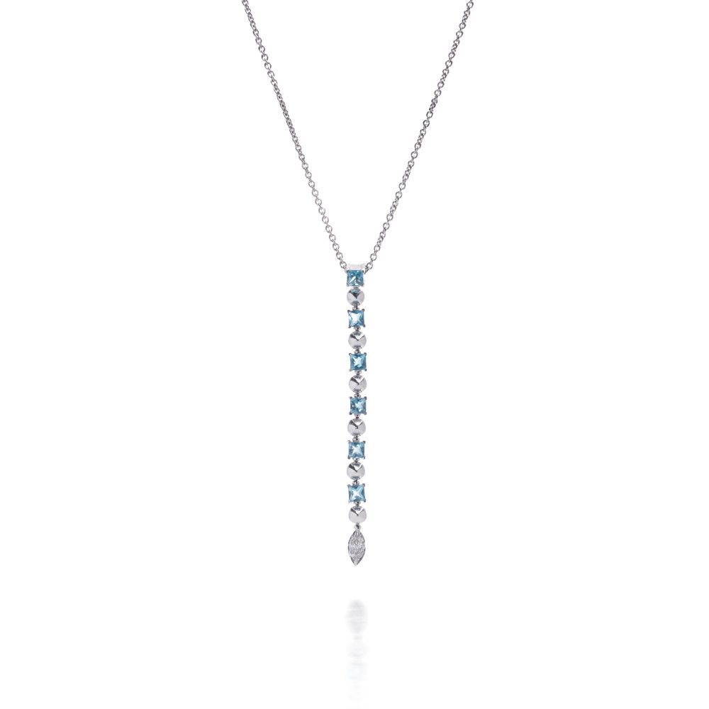 Bvlgari Lucea Pendant Necklace In 18 Carat White Gold With Aquamarines And Diamonds