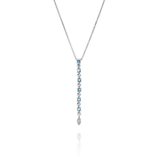 Bvlgari Lucea Pendant Necklace In 18 Carat White Gold With Aquamarines And Diamonds