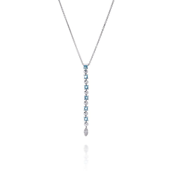 Bvlgari Lucea Pendant Necklace In 18 Carat White Gold With Aquamarines And Diamonds