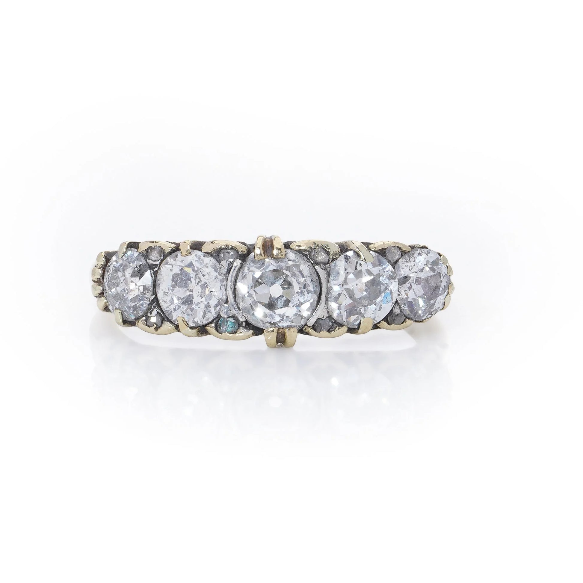 Victorian Antique Old Cut Diamond Five Stone Ring