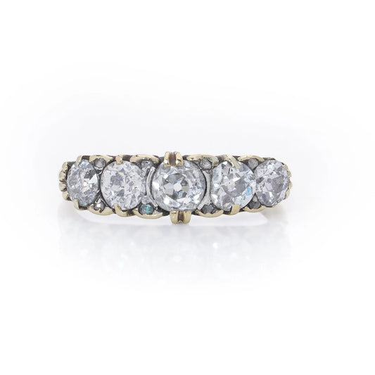 Victorian Antique Old Cut Diamond Five Stone Ring